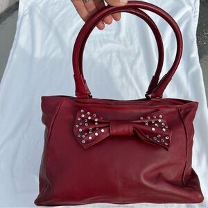 Cavalcanti Italian Leather Red handbag with Bow